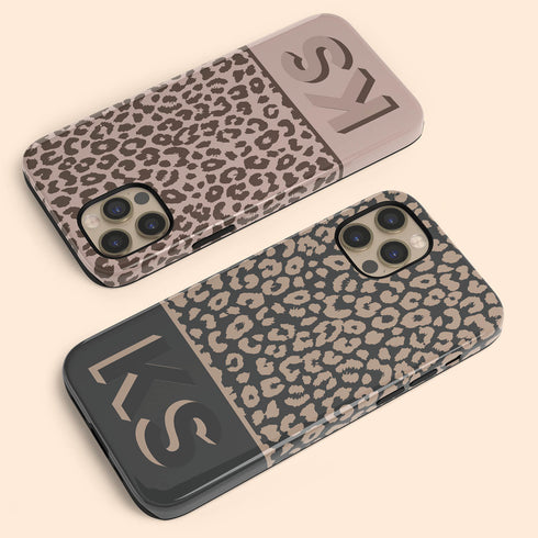 Boho Leopard 3D Initials iPhone Case